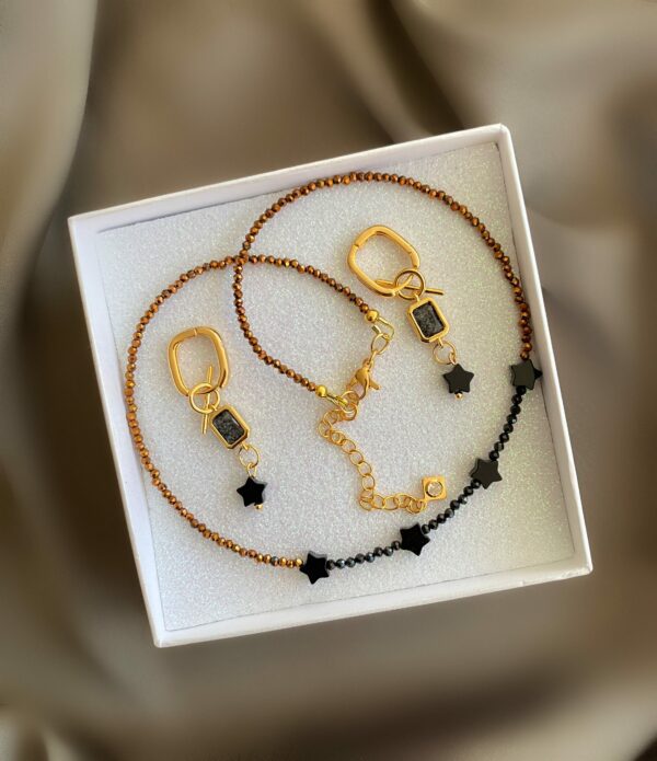 «ANOTHER WORLD» Semi-Fine Trendy Necklace And Earrings Jewellery Set⠀