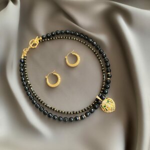 «FELICE» Semi-Fine Natural Stone Luxury Necklace And Earrings Jewellery Set - Image 2