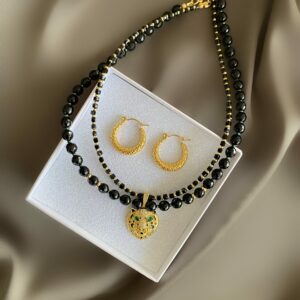 «FELICE» Semi-Fine Natural Stone Luxury Necklace And Earrings Jewellery Set - Image 4