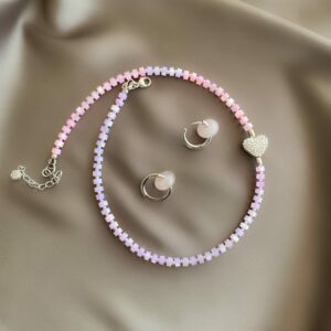 «I.N.L.O.V.E» Semi-Fine Natural Stone Necklace And Earrings Luxury Jewellery Set⠀ - Image 4