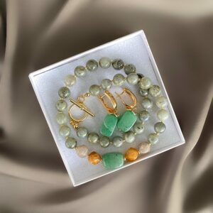 «MYSTY FOREST» Semi-Fine Natural Stone Necklace And Earrings Luxury Jewellery Set - Image 5
