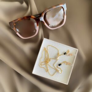 SONYA Sunglasses / Glasses Luxury Holding Chain with Hematite Crosses - Image 3