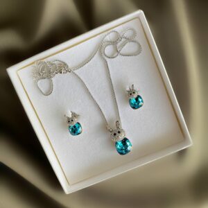 «CUTTIES» Trendy Semi-Fine Swarovski Crystals Pendant Necklace And Earrings - Image 2