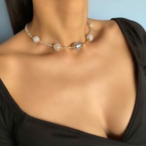 «WHITE GODDESS» Semi-Fine Luxury Natural Stone Necklace & Earrings Jewellery Set⠀ - Image 6