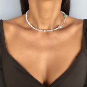 «AMINA» Semi-Fine Natural Stone Necklace & Earrings Jewellery Set⠀ - Image 2