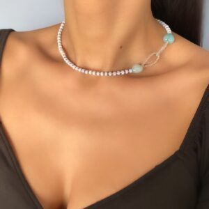 «AMINA» Semi-Fine Natural Stone Necklace & Earrings Jewellery Set⠀ - Image 3
