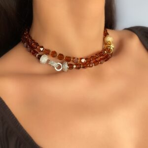 «SAMANTA» Semi-Fine Luxury Crystal Necklace - Gold Color - Image 5