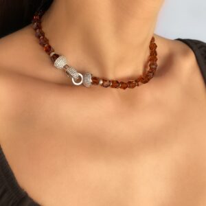 «SAMANTA» Semi-Fine Luxury Crystal Necklace - SIlver Color - Image 3