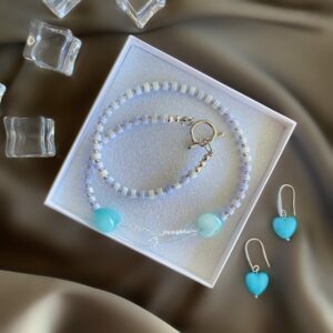 «AMINA» Semi-Fine Natural Stone Necklace & Earrings Jewellery Set⠀ - Image 5