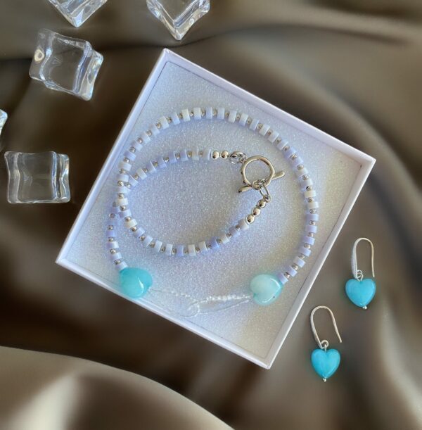 «AMINA» Semi-Fine Natural Stone Necklace & Earrings Jewellery Set⠀