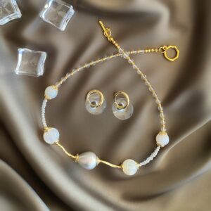 «WHITE GODDESS» Semi-Fine Luxury Natural Stone Necklace & Earrings Jewellery Set⠀ - Image 7