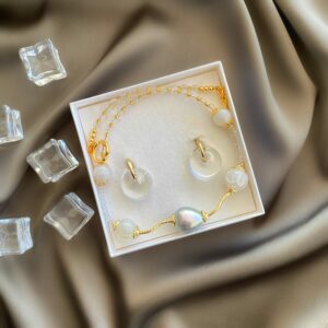 «WHITE GODDESS» Semi-Fine Luxury Natural Stone Necklace & Earrings Jewellery Set⠀ - Image 2