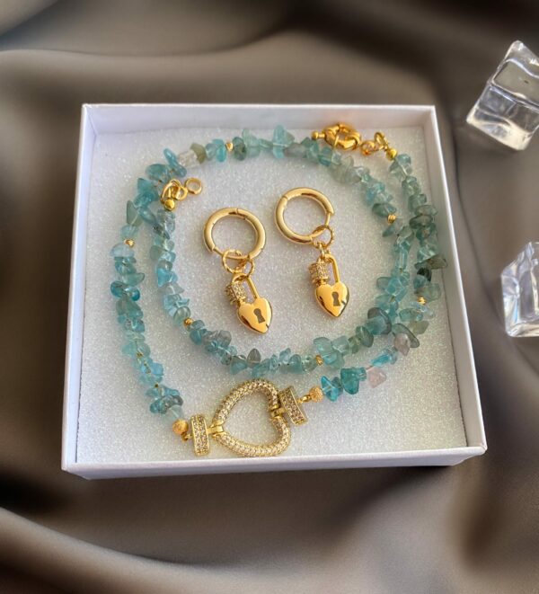 «ZIMA» Semi-Fine Luxury Natural Stone Necklace & Earrings Jewellery Set⠀