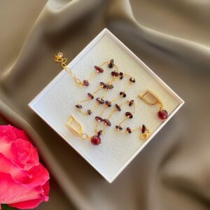 «ESMER» Semi-Fine Luxury Natural Chain Stone Necklace & Earrings Jewellery Set⠀ - Image 3