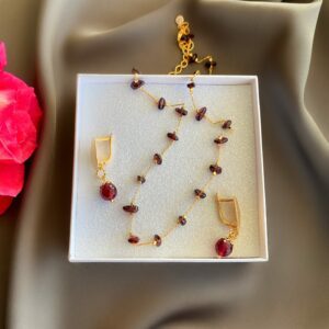 «ESMER» Semi-Fine Luxury Natural Chain Stone Necklace & Earrings Jewellery Set⠀ - Image 4