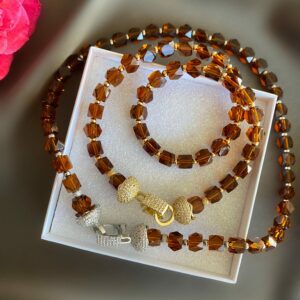 «SAMANTA» Semi-Fine Luxury Crystal Necklace - Gold Color - Image 9