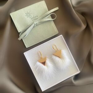 «À LA RUSSE» Semi-Fine Trendy Earrings With Fur - Hooks - Image 2