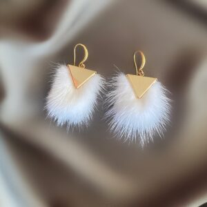 «À LA RUSSE» Semi-Fine Trendy Earrings With Fur - Hooks - Image 8
