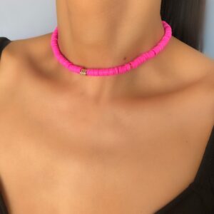 «ROSY ROSE» Trendy Resin Necklace-Choker & Earrings Jewellery Set - Image 2