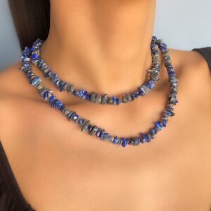 «LAZULI» Semi-Fine Natural Stone Luxury Necklace & Earrings Jewellery Set⠀ - Image 3