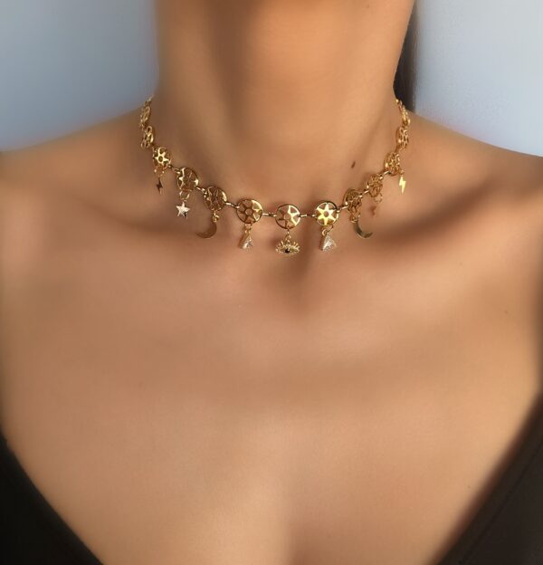 «LA MAGIE» Trendy Chain Choker-Necklace & Earrings Jewellery Set⠀