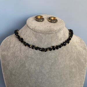 «DONNA» Beautiful Natural Black Agate Stone Necklace & Earrings Jewellery Set - Image 7