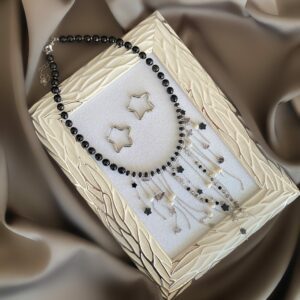 «MYSTY RAIN» Semi-Fine Natural Stone Luxury Necklace And Earrings Jewellery Set. - Image 4