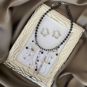 «MYSTY RAIN» Semi-Fine Natural Stone Luxury Necklace And Earrings Jewellery Set. - Image 5