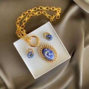 «GZHEL» Semi-Fine Big Chain Necklace And Earrings Luxury Jewellery Set - Image 4