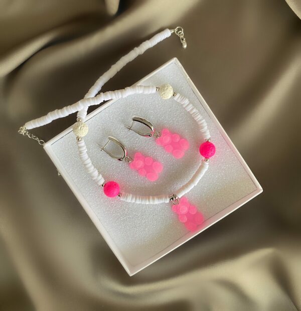 «SUGAR GUMMY» Trendy Resin Necklace-Choker And Earrings Jewellery Set⠀