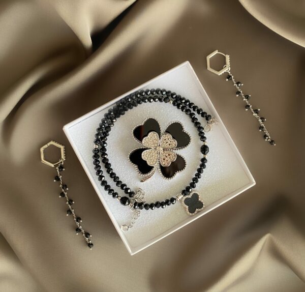 «KORTNEY» Semi-Fine Trendy Luxury Necklace, Brooch And Earrings Jewellery Set⠀