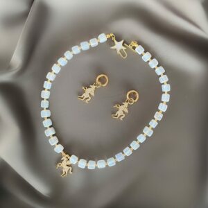 «FAIRY UNICORN» Semi-Fine Natural Stone Necklace And Earrings Luxury Jewellery Set - Image 3