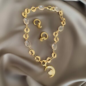 «CROISSANTE» - Semi-Fine Luxury Chain Necklace & Earrings Jewellery Set⠀ - Image 4