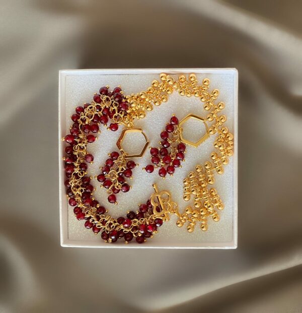 «ROYAL BEAUTY» Luxury Chain And Natural Stone Necklace And Earrings Jewellery Set⠀