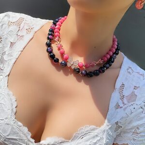 «MAJESTY» Semi-Fine Natural Stone Luxury Necklace & Earrings Jewellery Set - Image 2