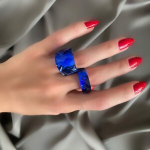 «TEMPTATION» - Luxury Stainless Steel Rings With Blue Crystal Glass - Image 5
