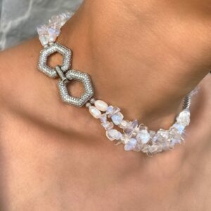«LE MÊME» - Semi-Fine Natural Stone Choker Necklace & Earrings Luxury Jewelry Set - Image 5