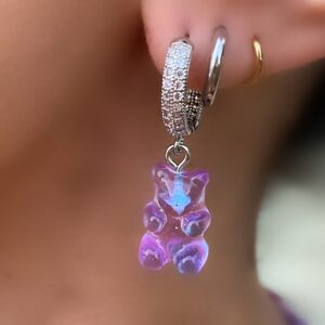 «LAVANDER GUMMY BEAR» - Jewelry Glass Choker Necklace And Earrings Jewellery Set - Image 9