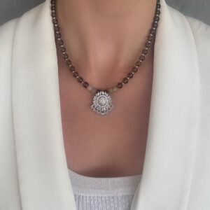 «BIEN» Semi-Fine Luxury Natural Stone Necklace With Swarovski Crystal Pendant - Image 5
