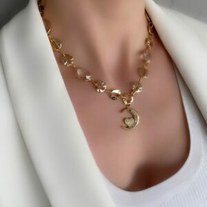 «CROISSANTE» - Semi-Fine Luxury Chain Necklace & Earrings Jewellery Set⠀ - Image 2