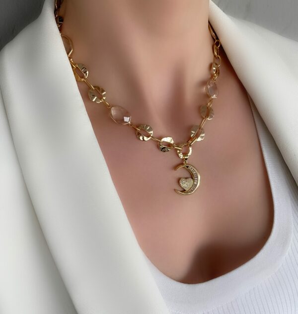 «CROISSANTE» - Semi-Fine Luxury Chain Necklace & Earrings Jewellery Set⠀