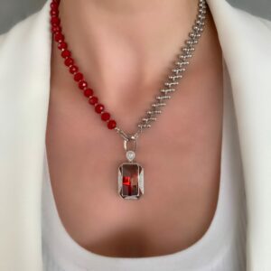 «RED DRAGON» Semi-Fine Beautiful Crystal Chain Necklace With Swarovski Crystals Pendant⠀ - Image 2