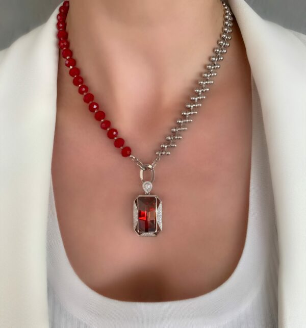 «RED DRAGON» Semi-Fine Beautiful Crystal Chain Necklace With Swarovski Crystals Pendant⠀