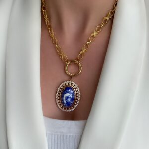 «GZHEL» Semi-Fine Big Chain Necklace And Earrings Luxury Jewellery Set - Image 5