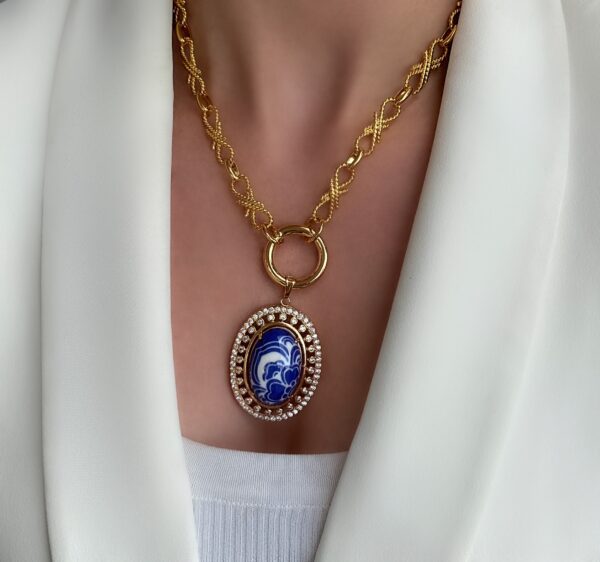 «GZHEL» Semi-Fine Big Chain Necklace And Earrings Luxury Jewellery Set