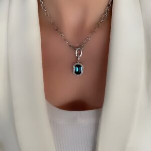 «BLUELAND» Semi-Fine Beautiful Chain Necklace With Swarovski Crystals Pendant & Earrings Jewellery Set - Image 2