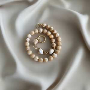 «MACCHIATO» Semi-Fine Natural Stone Necklace & Earrings Jewellery Set⠀ - Image 4