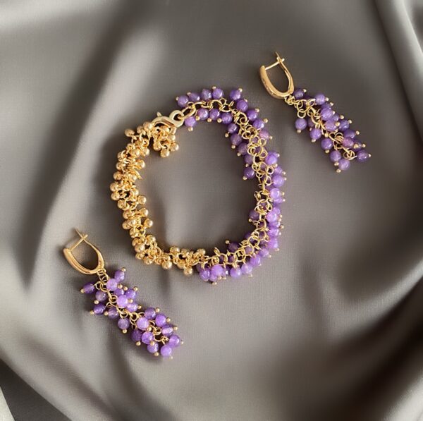 «BEAUTYBERRY» Luxury Semi-Fine Natural Stone And Chain Bracelet & Earrings Jewellery Set⠀