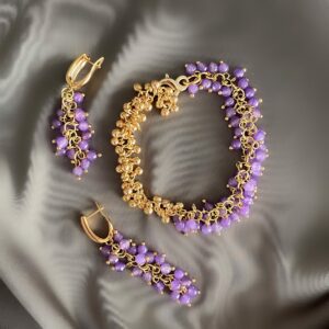 «BEAUTYBERRY» Luxury Semi-Fine Natural Stone And Chain Bracelet & Earrings Jewellery Set⠀ - Image 3