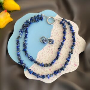 «LAZULI» Semi-Fine Natural Stone Luxury Necklace & Earrings Jewellery Set⠀ - Image 4